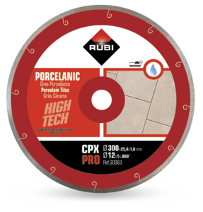 Porcelain tiles J-SLOT diamond blade (CPX) - Wet cut  - RUBI Catalogue